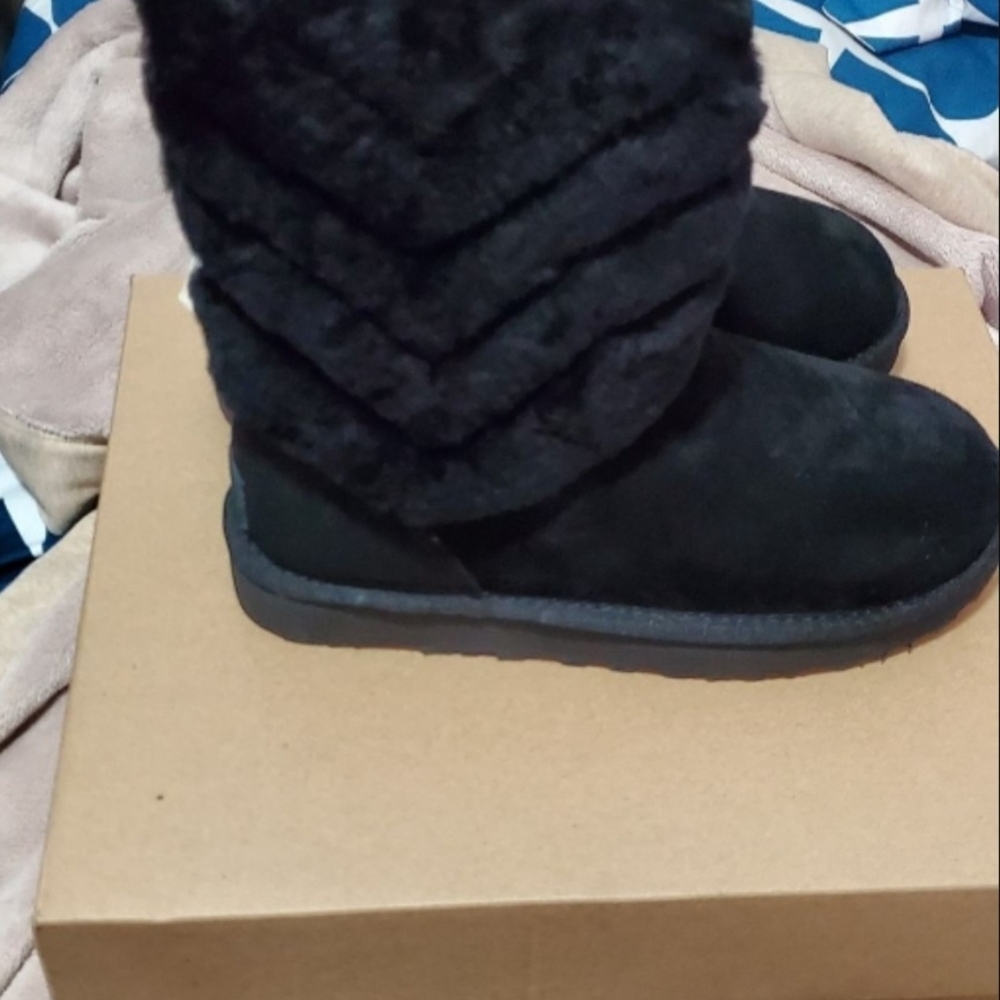 UGG Black Winter Boots with Fur